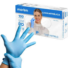 Luva Nitrílica s/ Pó c/100und. Azul - Inoven