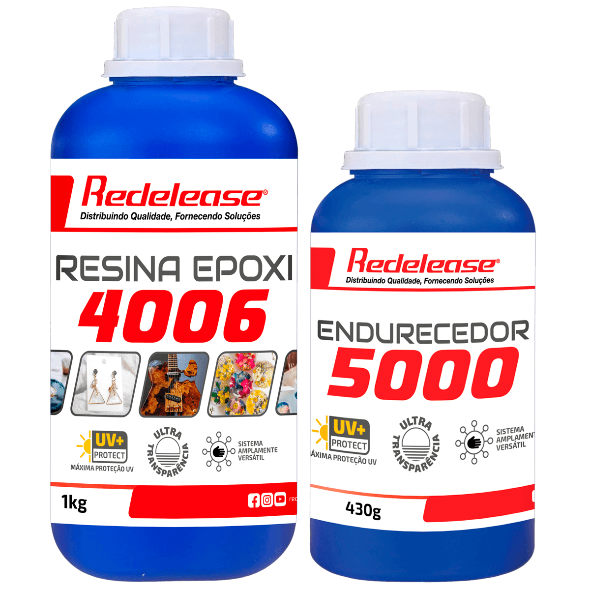 Resina 4006 Epoxi ULTRA TRANSPARENTE de Média Visc. e Proteção UV c/ Endurecedor 5000 (1,430Kg)