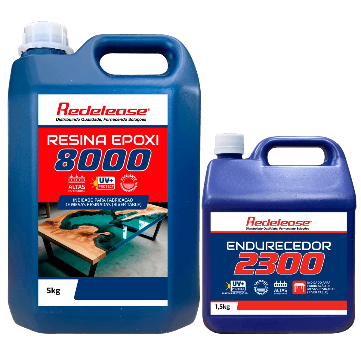 Resina Epoxi Plus 8000 Transparente Para Altas Espessuras Com Proteção UV Com Endurecedor (6,500 Kg)