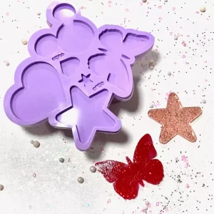 Molde silicone - Coracão Sortido (Mouse / Estrela / Borboleta ) CMR225